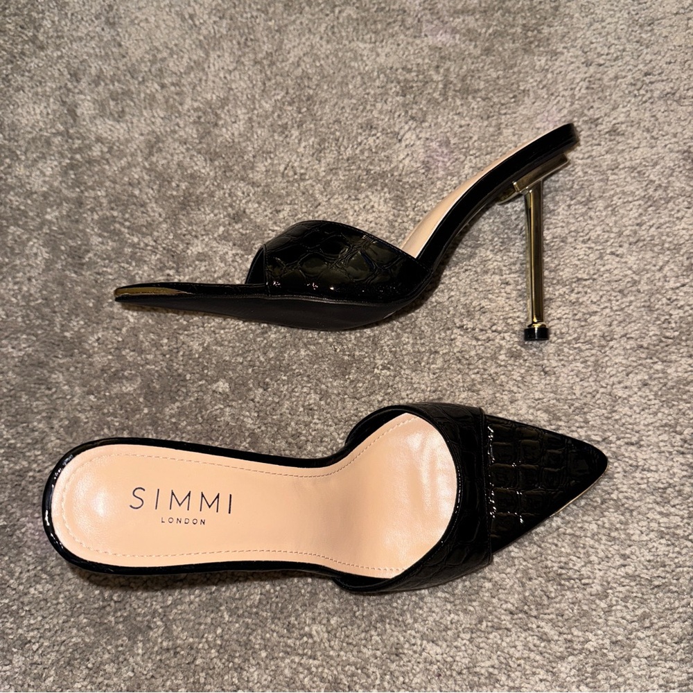Black Stiletto Mules